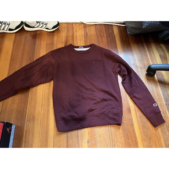 Champion PowerBlend Fleece Crew Neck Sweatshirt Men's Small Maroon Tonal Red - Picture 2 of 5